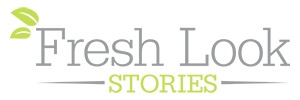 Green and grey Fresh Look Stories logo