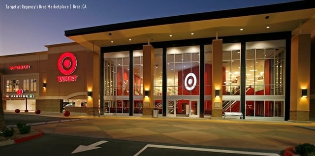 Target storefront at night. 