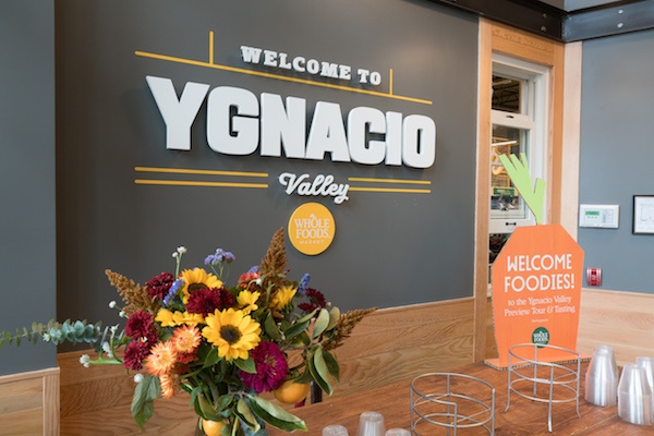 Whole Foods signage on a wall that reads, "Welcome to Ygnacio Valley."