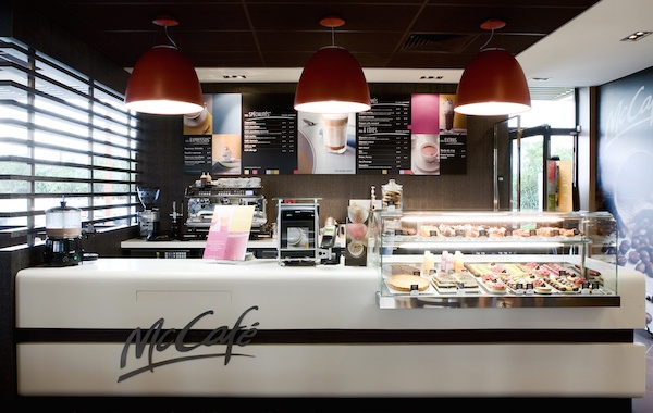 Inside McDonald's concept McCafe in Paris. 