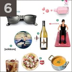 Summer essentials, including sunglasses, wine, nail polish and yoga.