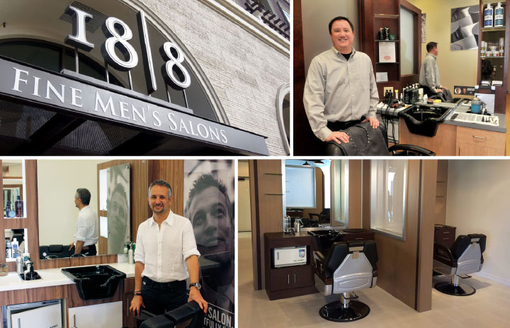 Eighteen Eight Fine Men's Salon image collage with men at barber shop