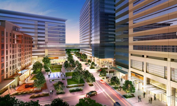 Rendering of the retail plaza at CityLine Metroplex Plaza 