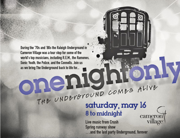 Poster for The Underground Come Alive for one night only on Saturday may 16