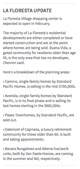Screenshot of La Floresta Village development updates and planning areas