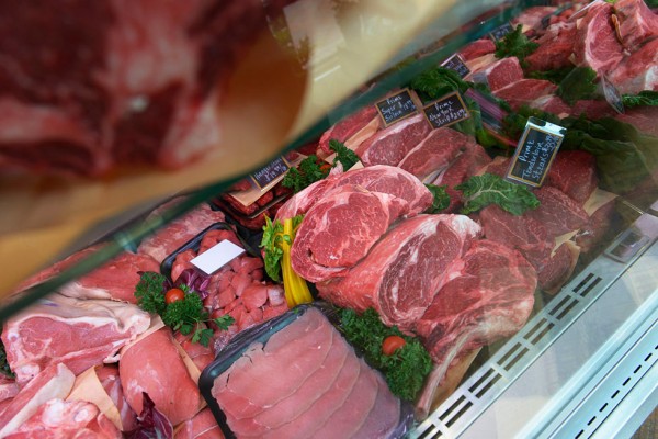 Display of butcher cuts that are available at Wagshal's