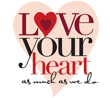 Illustration of a heart that reads "Love your heart as much as we do."