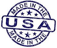 Faded blue Made in the USA stamp with stars