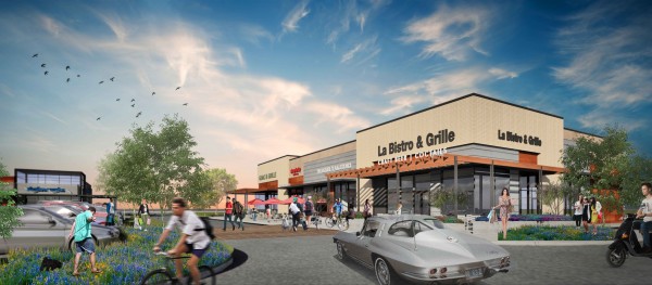 Rendering of Phase 2 of CityLine progress, featuring La Bistro & Grille restaurant
