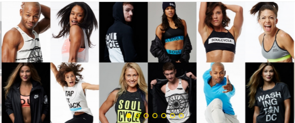 Collage of soul cycle merchandise shirts that are available for purchase