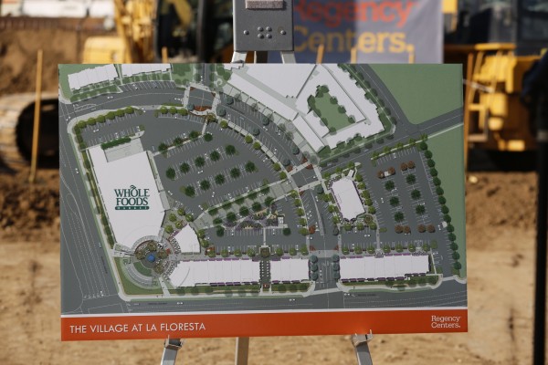 Aerial rendering of Whole Foods Market anchored shopping plaza at The Village at La Floresta