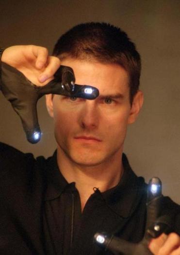 Scene from the movie Minority Report of Tom Cruise using futuristic gloves