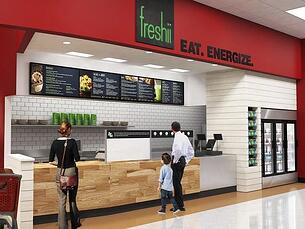 Rendering of a freshii counter location inside of a Target store