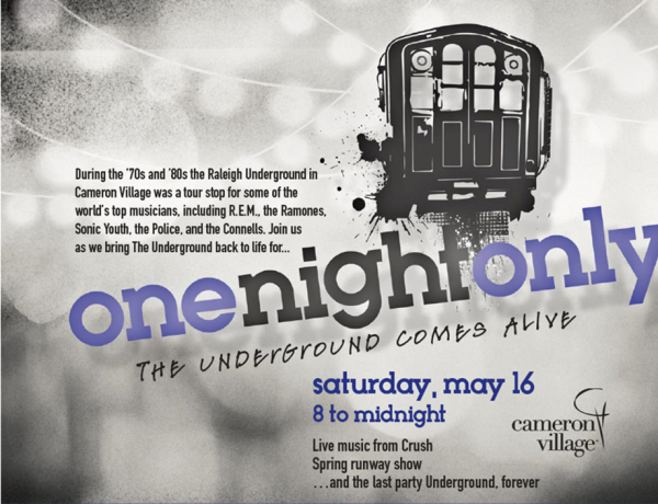Poster for The Underground Come Alive for one night only on saturday may 16