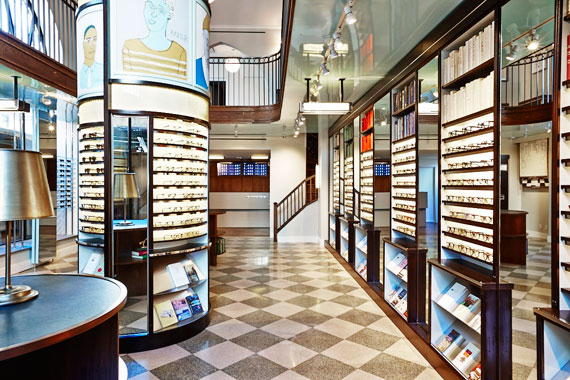Inside of a Warby Parker Glasses Store 