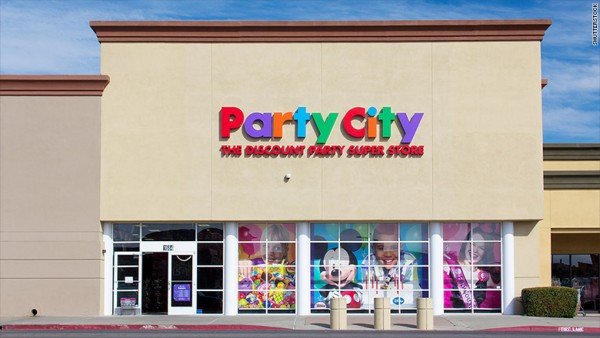 Party city storefront in a strip mall