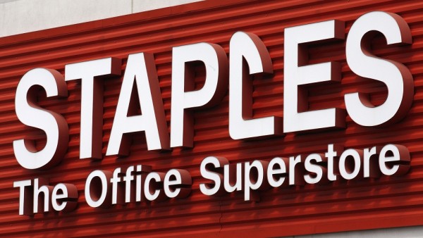 Staples Store logo on a storefront