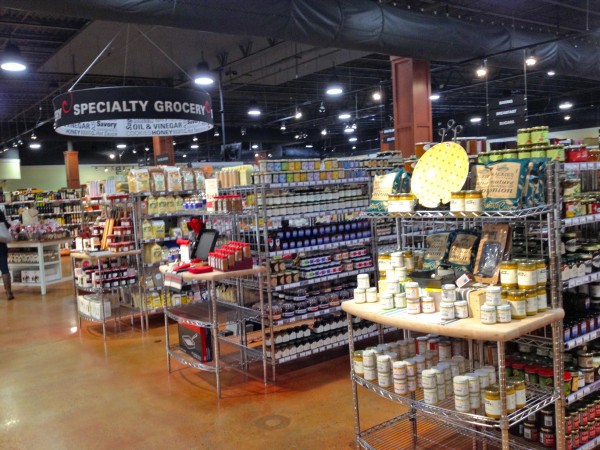 Aisles of specialty items sold in the store. 