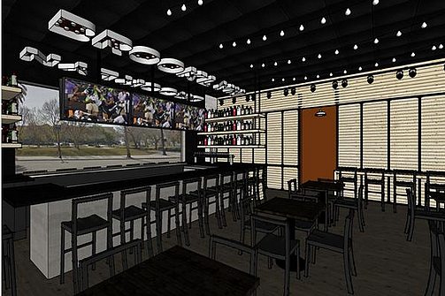 Architectural rendering of the new Burrito Gallery location in Brooklyn Plaza
