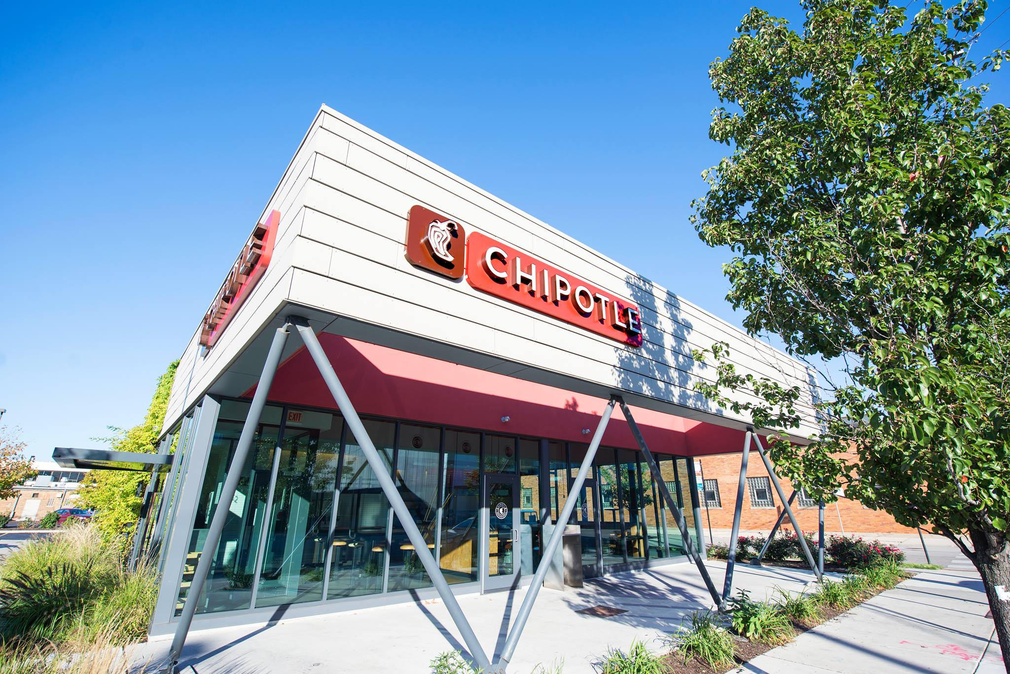 chipotle storefront with a drive-thru lane. 