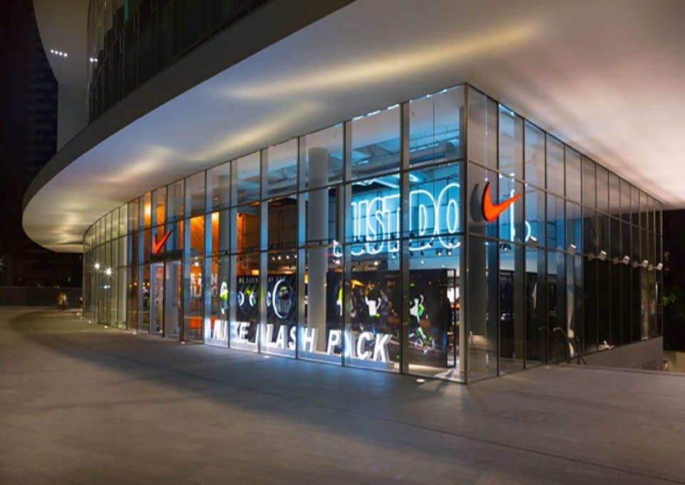 Nike Storefront at night