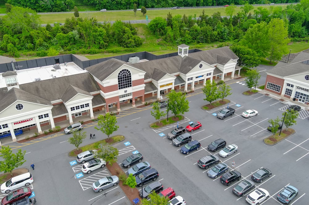 Aerial image of Regency's Southbury Green shopping center.