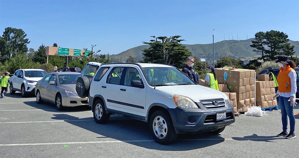 Drive through food bank