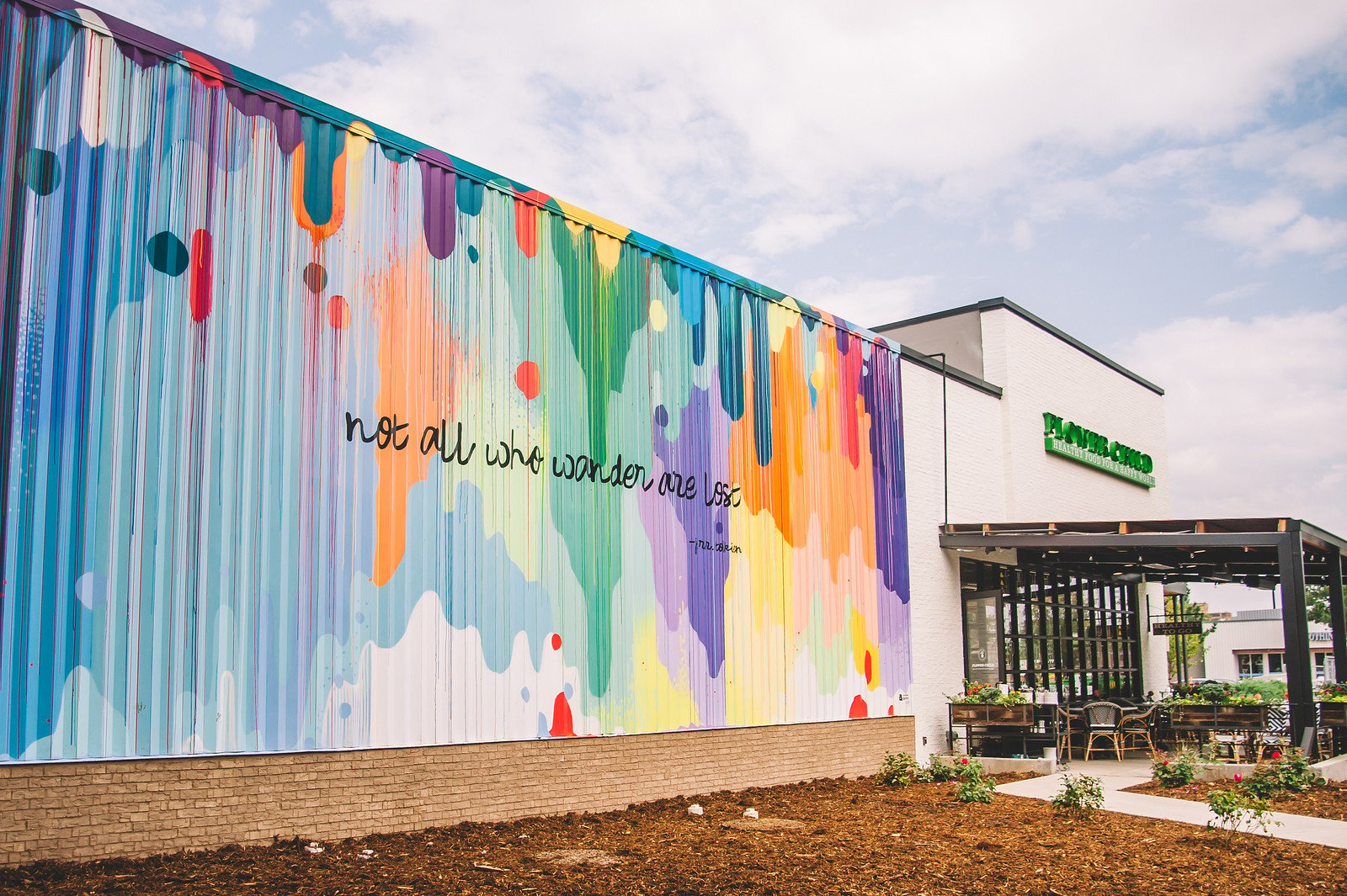 mural on exterior of Flower Child