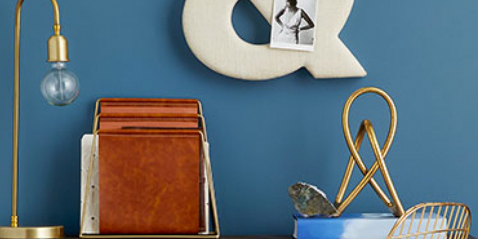 display of a desk with objects from HomeSense