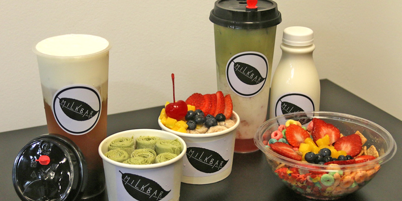 Milkbar Offerings including coffee and cereal bowls