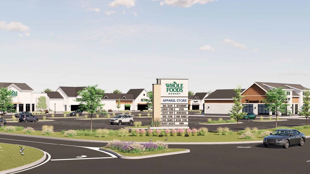 Exterior rendering of The Shops at Stone Bridge