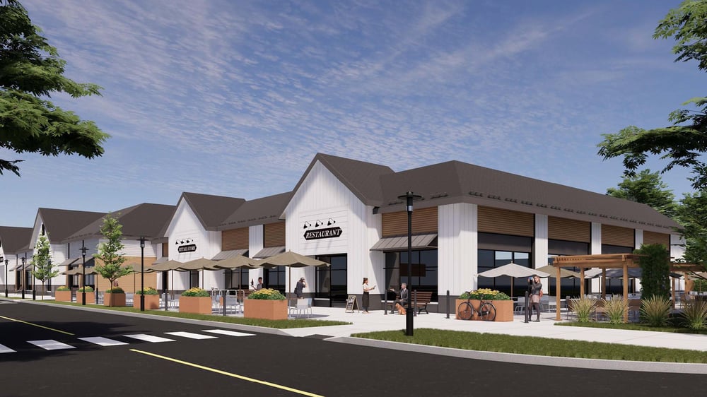 Exterior rendering of The Shops at Stone Bridge