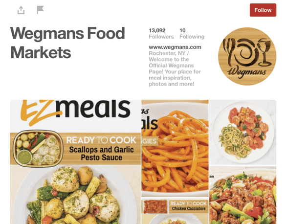 Wegmans Food Markets' Pinterest page. 