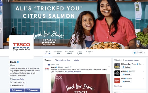 Screen Shot 2017-05-05 at 1.57.05 PM.png Screenshot of Tesco's Twitter page with header image of mother and daughter