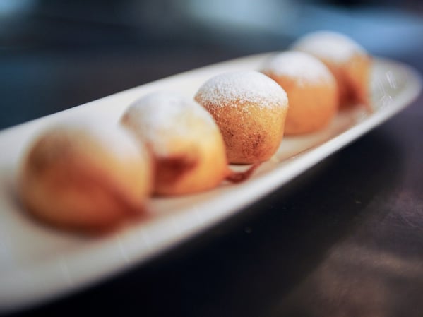 Close-up of a pastry dessert. 