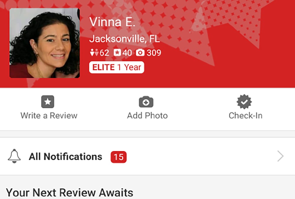 Vinna Yelp Elite Profile