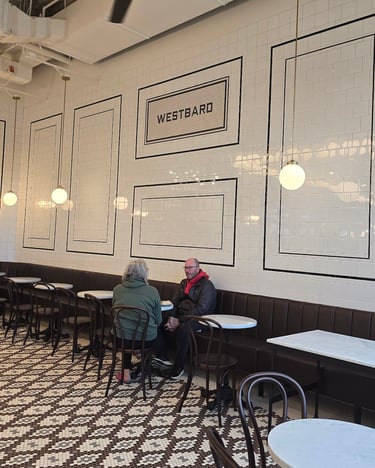 Interior tiled wall at Tatte Bakery & Café