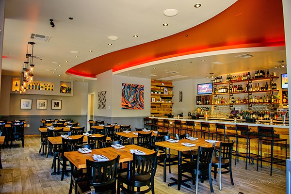 Bar and dining area inside Botanero's restaurant 