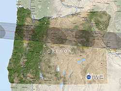 Solar eclipse's projected path through Oregon