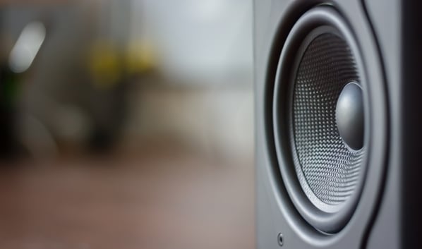 Close-up of a speaker. 